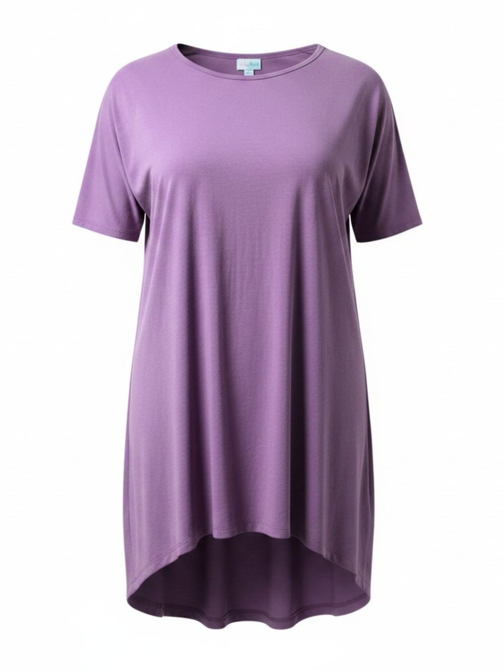 LULAROE |‎  Irma Oversized Tunic Top Solid Purple Short Sleeve High Low Hem | L